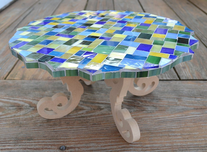 Handmade Glass Mosaic Pedestal Plate image 3