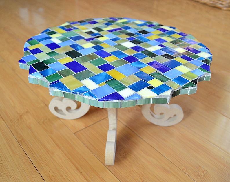 Handmade Glass Mosaic Pedestal Plate image 1