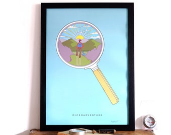 Microadventure Magnifying Glass A3 Print