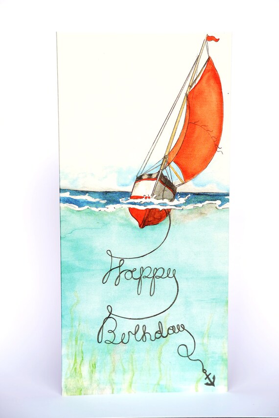 Joyeux Anniversaire Bateau En Mer Carte De La Taille De Dl Etsy Joyeux Anniversaire Bateau En Mer Carte De La Taille De Dl Etsy