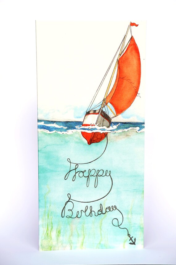 anniversaire sur un bateau Joyeux Anniversaire Bateau En Mer Carte De La Taille De Dl Etsy anniversaire sur un bateau