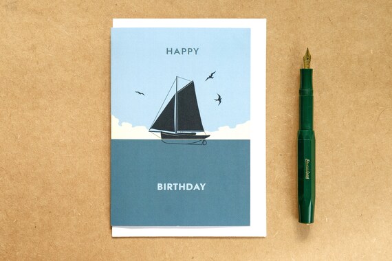 Joyeux Anniversaire Bateau A Voile Carte Danniversaire A6 Etsy Canada