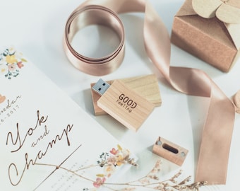 Wooden USB and Paper Craft Box ("Good Feeling")