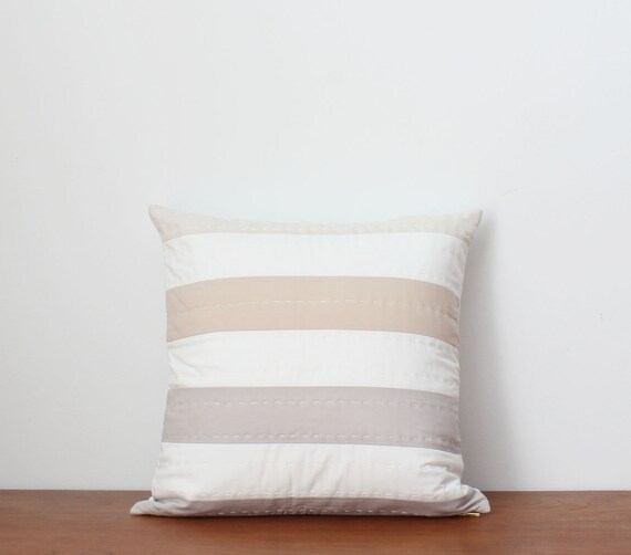 Pastel Stripe Decorative Pillow Cover Quilted By Hand Etsy