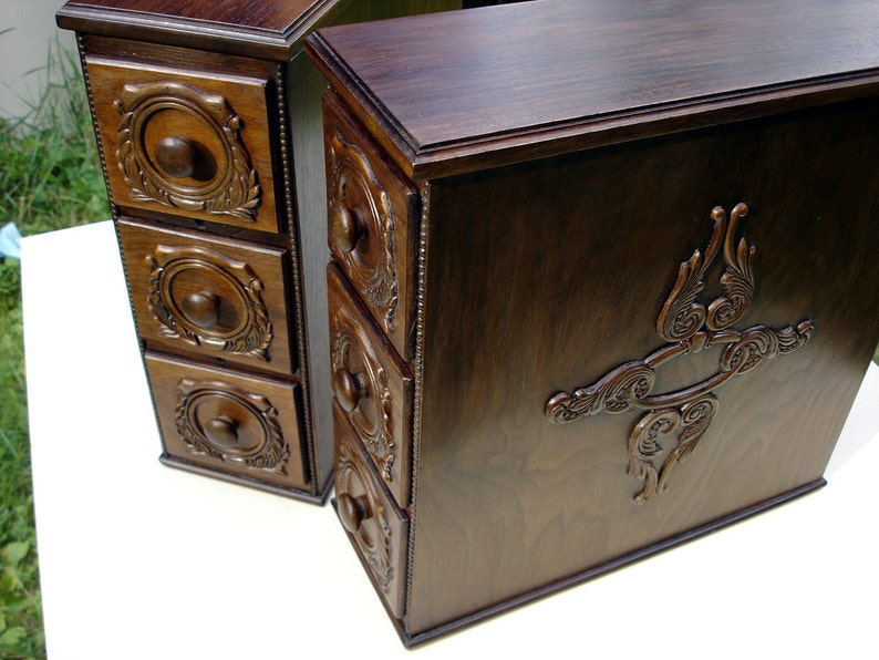 Set of 6 Antique Walnut Sewing Machine Drawers in boxes Etsy