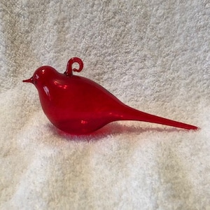 Red blown glass bird ornament
