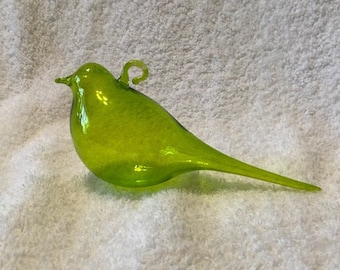 Lime Green Blown Glass Bird