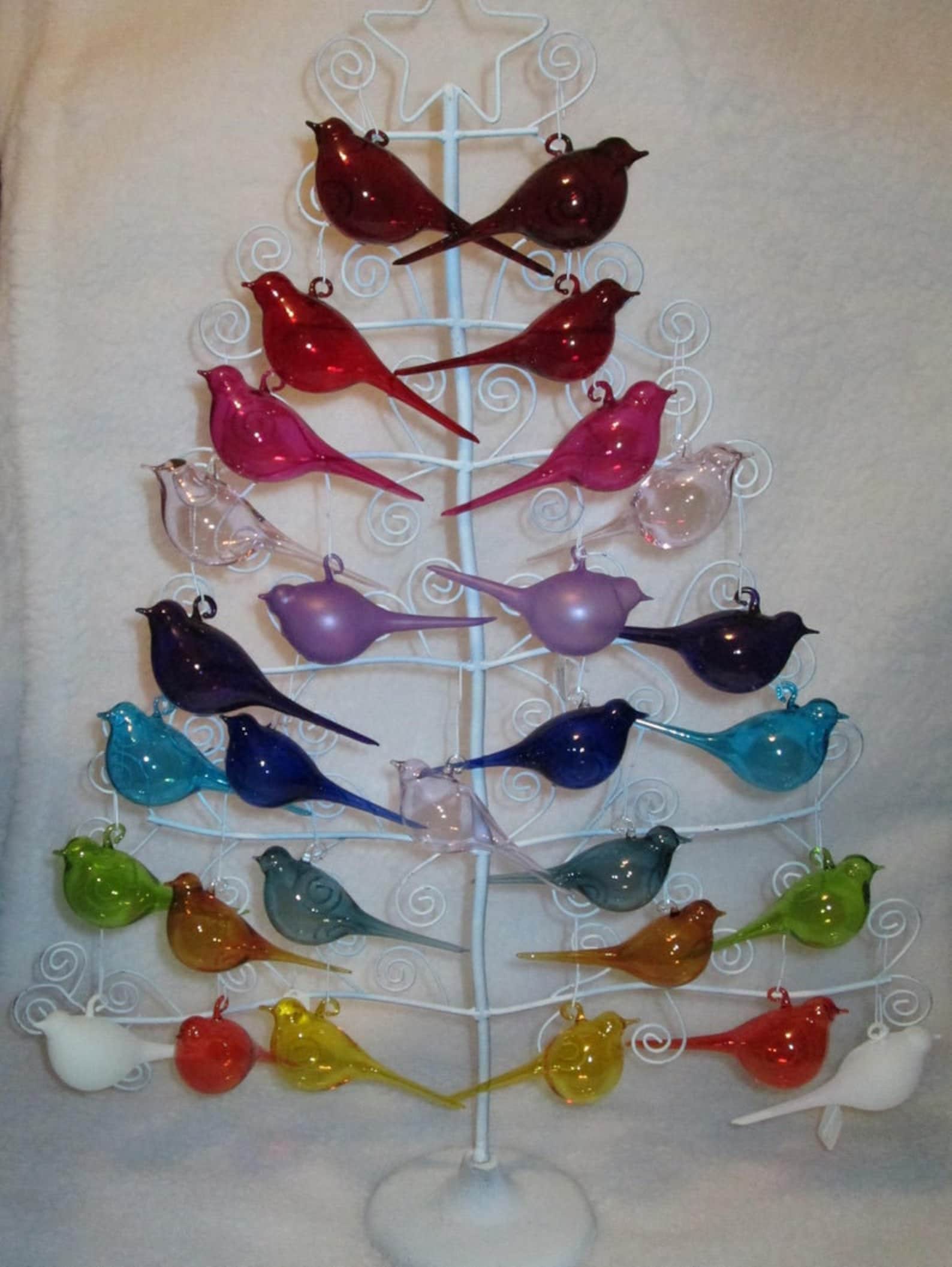 Red Blown Glass Bird Ornament Etsy