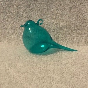Aqua blown glass bird