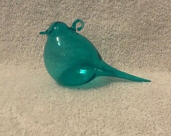 Aqua blown glass bird