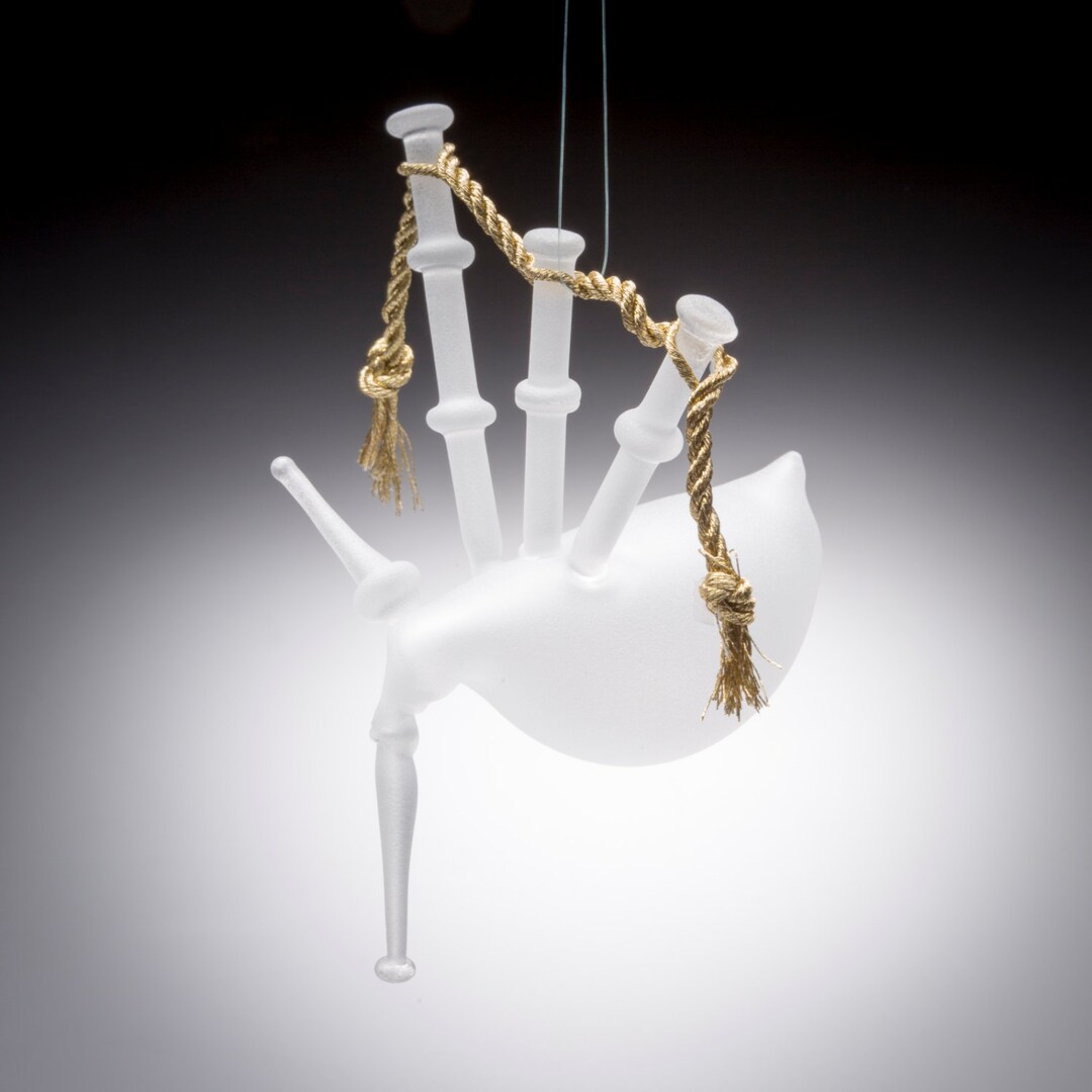 Boro Blown Glass Sandblasted Bagpipe Ornament With Gold Cords Etsy