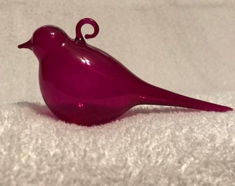 Fuchsia (hot pink) blown glass bird