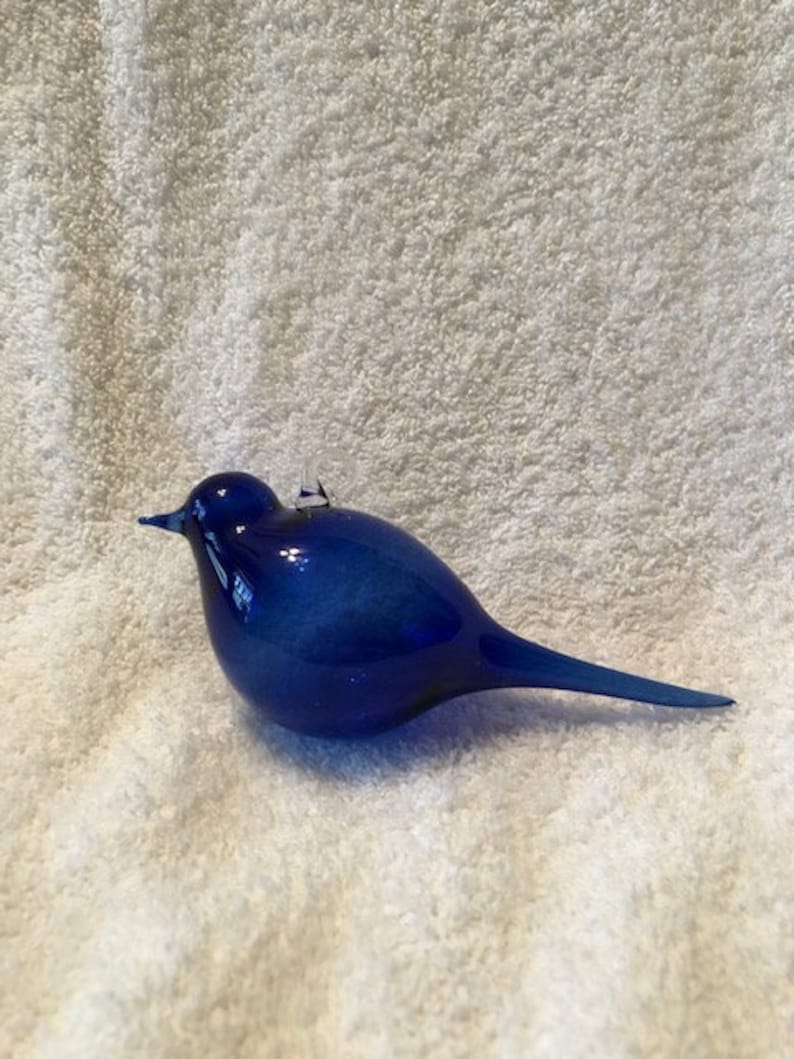 cobalt blue blown glass bird image 1