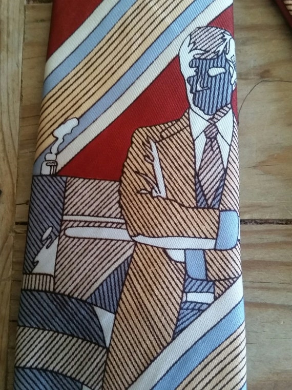 Vintage  80's GQMan Print Necktie by Gino Pompeii