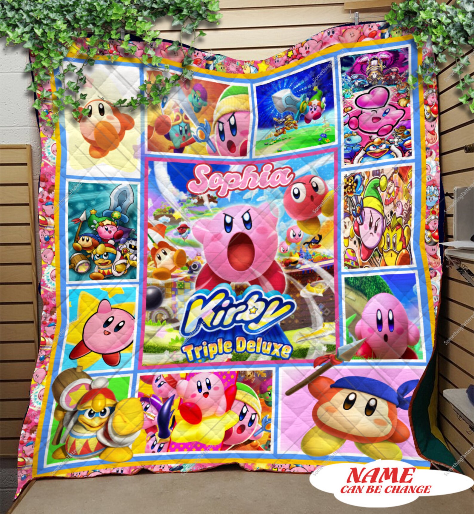 Personalized Kirby Game Quilt Blanket Gaming Inspired Kirby Etsy