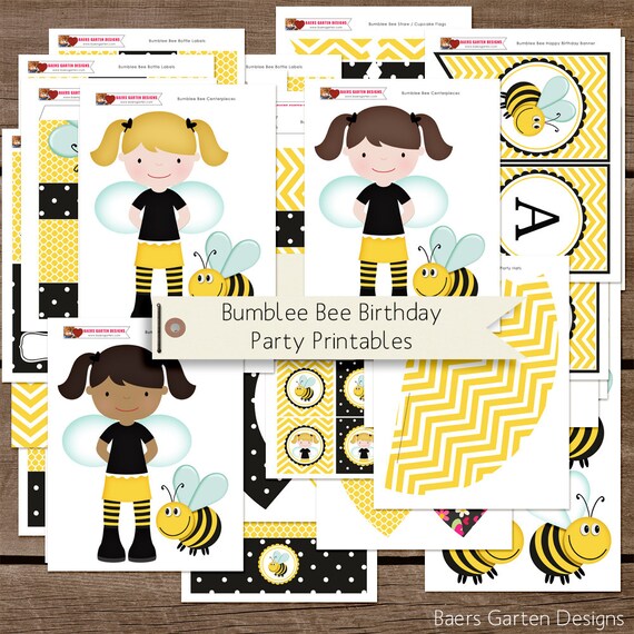 Bumblee Bee Printable Birthday Party Collection - INSTANT DOWNLOAD Il_570xn