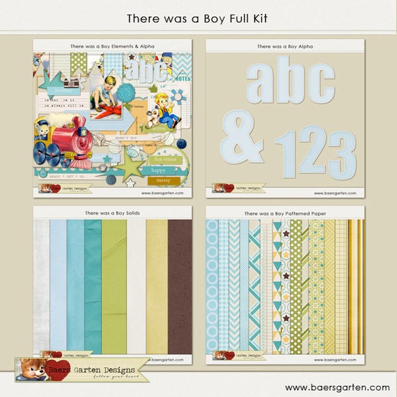 Digital Scrapbooking Kit "There was a boy" - instant download Il_570xn