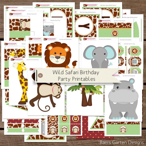 Wild Safari Birthday Printable Party Decorations INSTANT DOWNLOAD Il_570xn