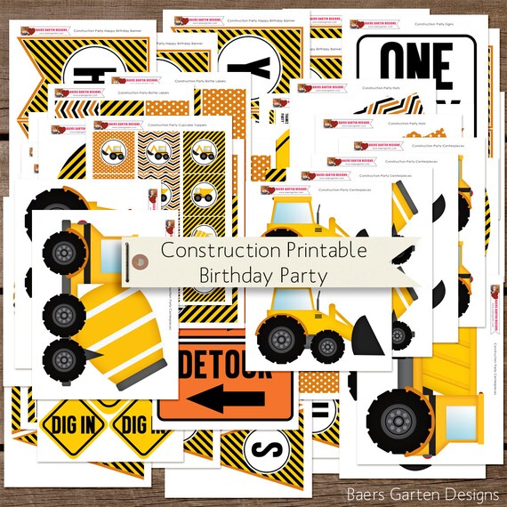 Construction Birthday Printable Party Decorations INSTANT DOWNLOAD Il_570xn