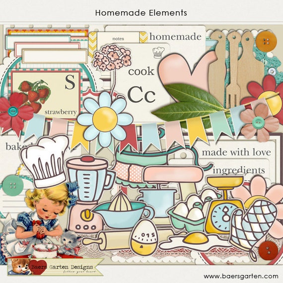 Homemade Elements, Flair and Alpha Pack INSTANT DOWNLOAD Il_570xn
