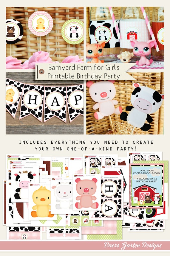 Madchens Barnyard Farm Druckbare Geburtstag Party Dekoration Etsy