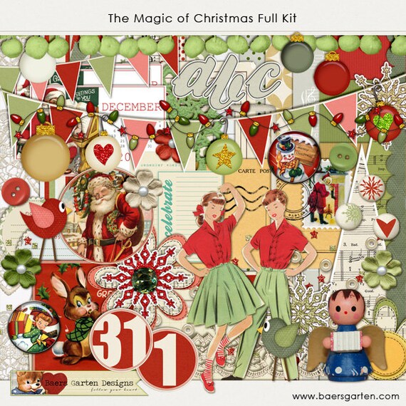 Digital Scrapbooking Kit The Magic of Christmas INSTANT DOWNLOAD Il_570xn