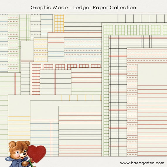 Digital Ledger Papers "Graphic Made" - Office - Lined INSTANT DOWNLOAD Il_570xn