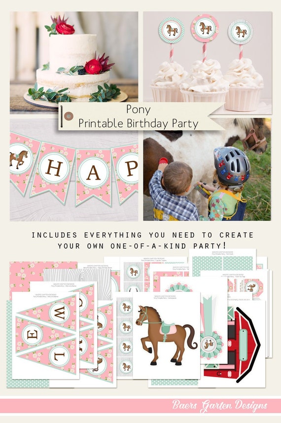 Pony Birthday Printable Party Decorations INSTANT DOWNLOAD Il_570xn