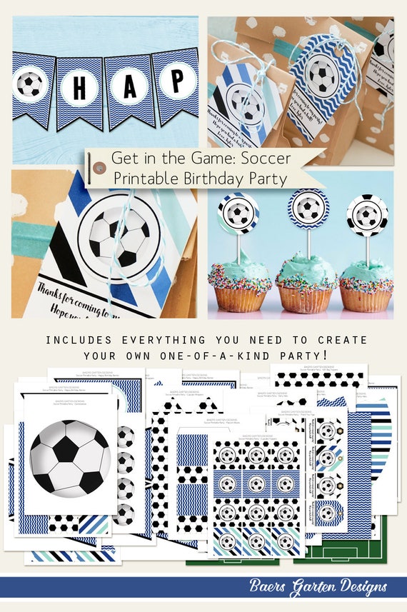Soccer Blue Printable Birthday Decorations INSTANT DOWNLOAD Il_570xn