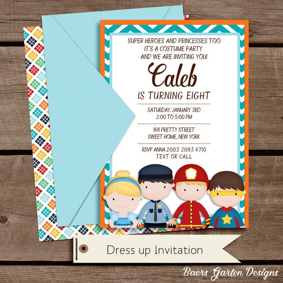 All dressed up - Costume Party for Boys Birthday Party Baby Shower Invitation Il_570xn