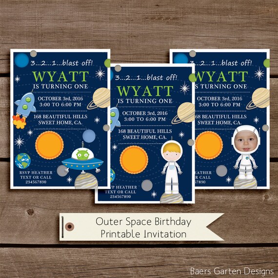 Outer Space Printable Invitation - Personalization - Custom - birthday printable Il_570xn