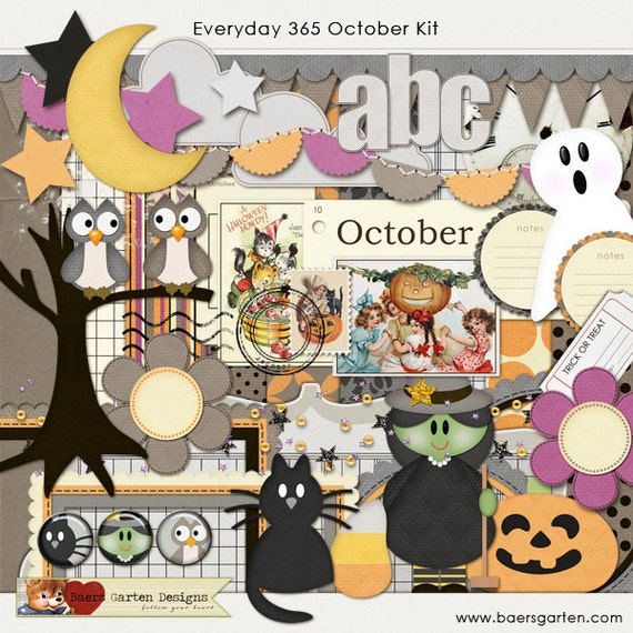 Digital Scrapbooking Kit October - Everyday 365 Collection INSTANT DOWNLOAD Il_570xn