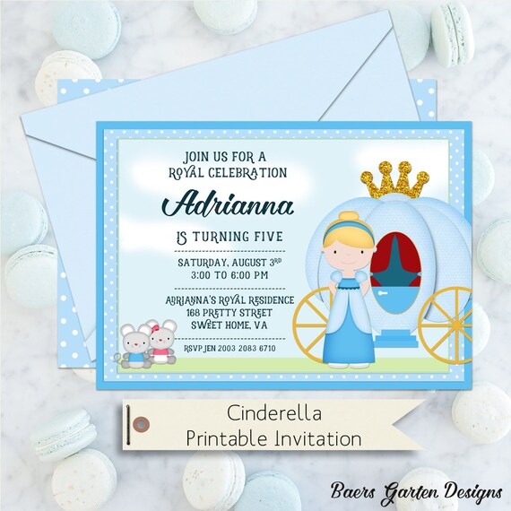 Cinderella Princess Birthday Invitation Il_570xn