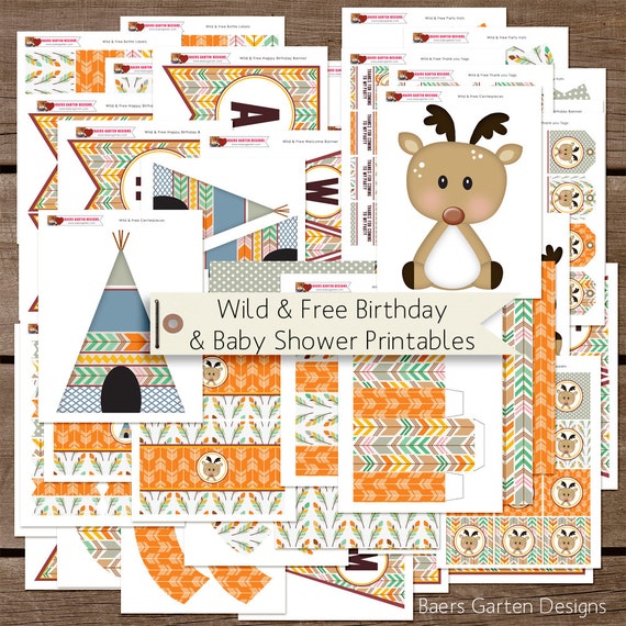 Wild and Free Birthday and Baby Shower Party Decorations INSTANT DOWNLOAD Il_570xn