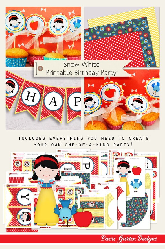 Snow White Birthday Party Printables INSTANT DOWNLOAD Il_570xn