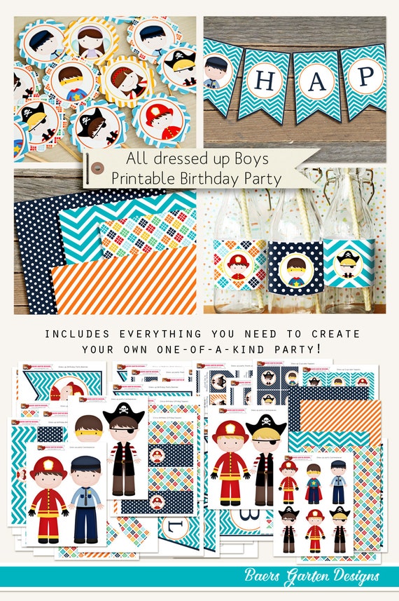 All dressed up - Boys costume party printables INSTANT DOWNLOAD Il_570xn