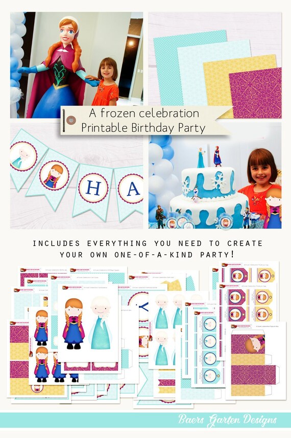 A Frozen Celebration Printable Birthday Party Decorations INSTANT DOWNLOAD Il_570xn