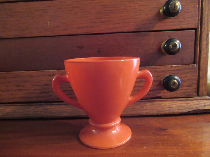 Vintage Hazel Atlas Milk Glass Dark Orange Sugar Bowl 1930 Replacement