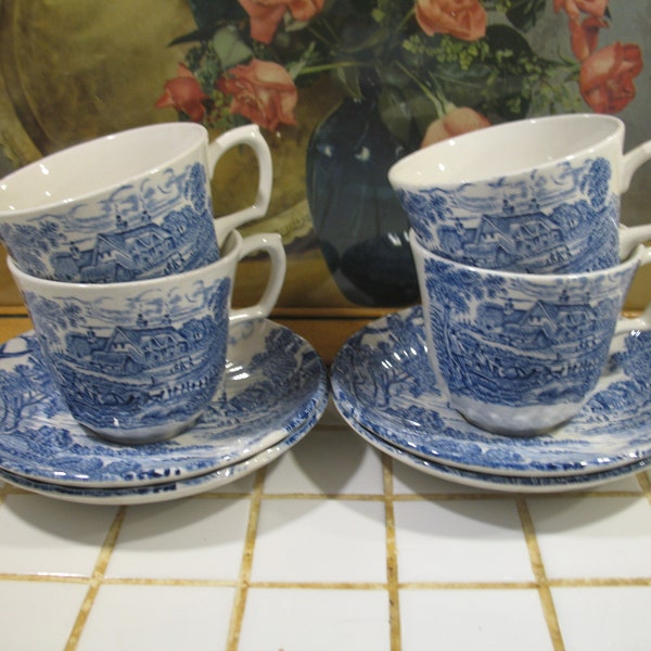 Ridgway Meadowsweet Staffordshire England Vintage Cups and Saucers