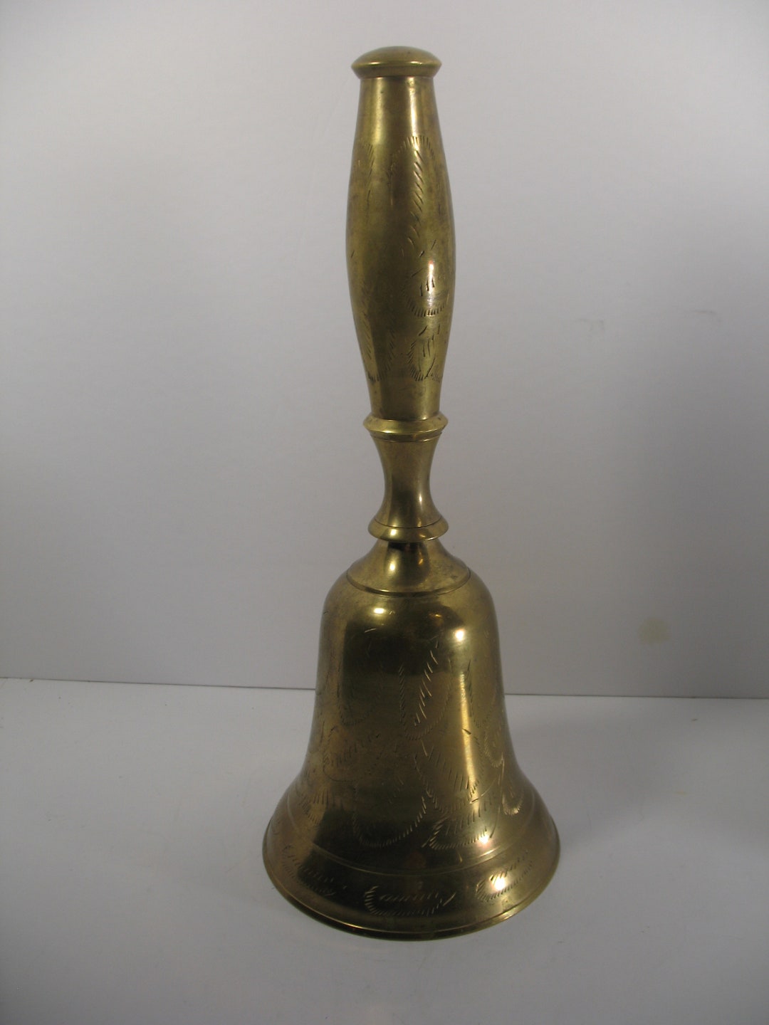 Large Brass Bell With Engraving.vintage Bell Etsy