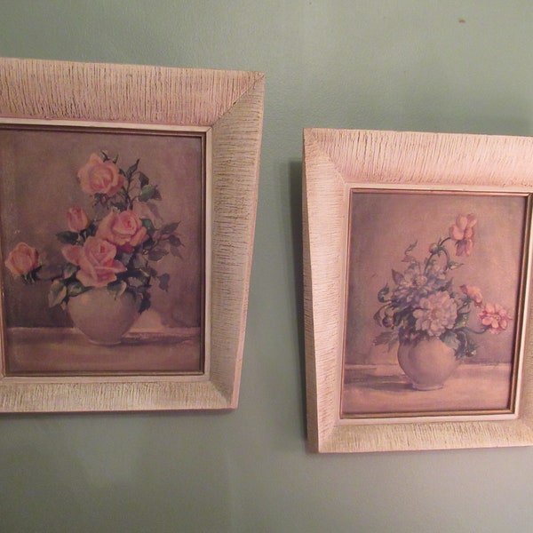 Set of 2 vintage still life wall frames Wooden frame