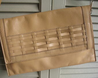 Bugatti-Geldbörse aus echtem Leder. Handtasche. Gepäckdokumentenhalter aus geflochtenem Leder. Hergestellt in Uruguay