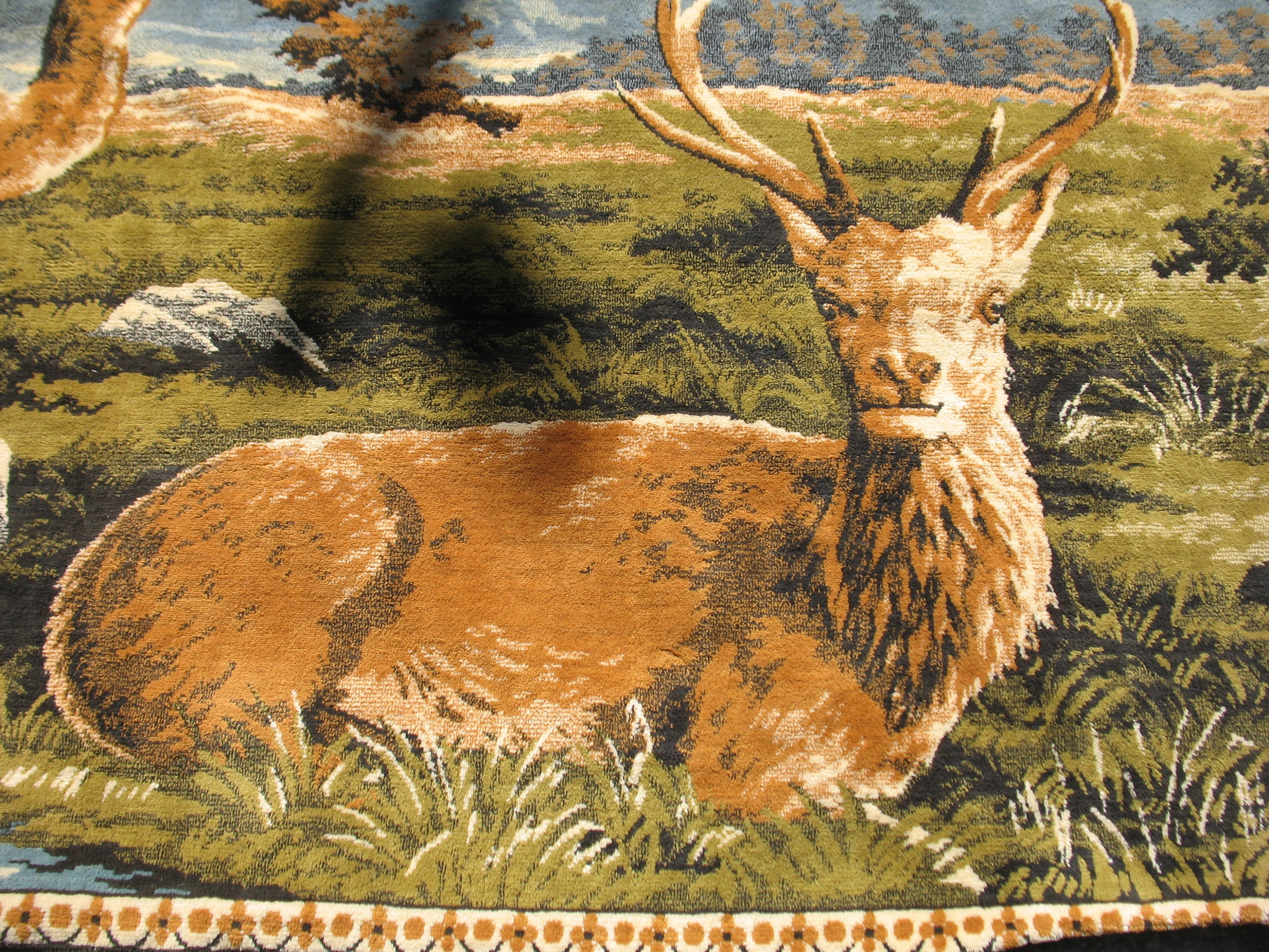 Vintage deer carpet. Wall or floor carpet. Animal in forest. Etsy