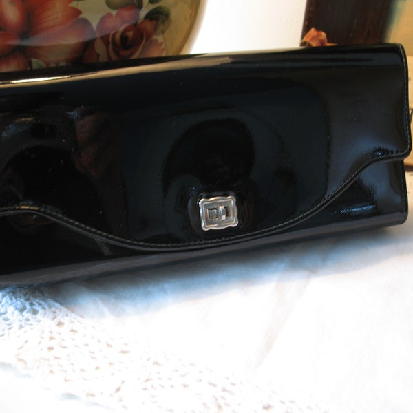 Pochette sous bras en cuir verni noir vintage Sac à main noir année 50-60/Handbags Ltd Canada
