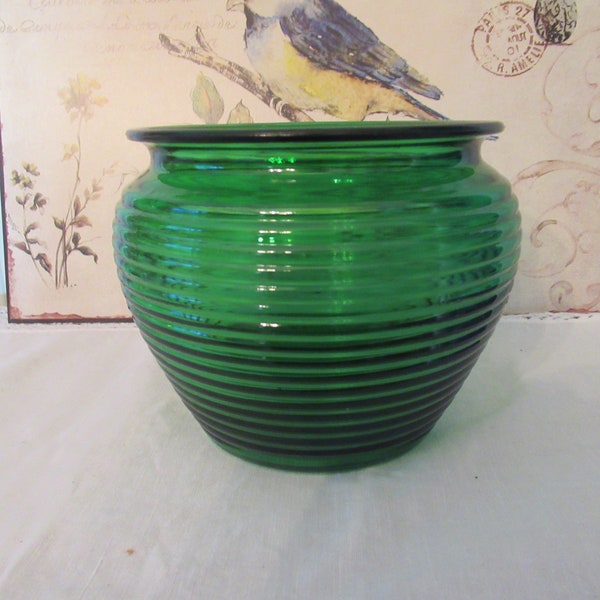 Cleveland Ohio green vase, Hoosier style Vintage planter vase Cache pot