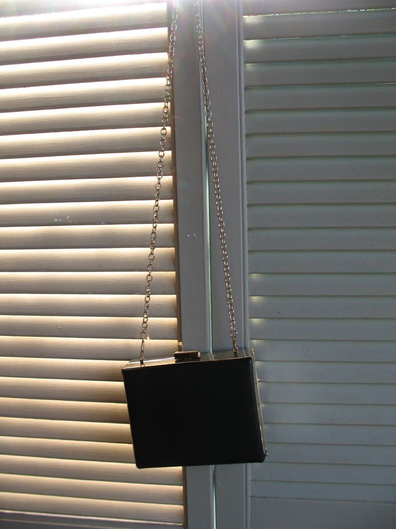 Worn gold and black shoulder purse Vintage Aldo bag with long chain Evening purse.