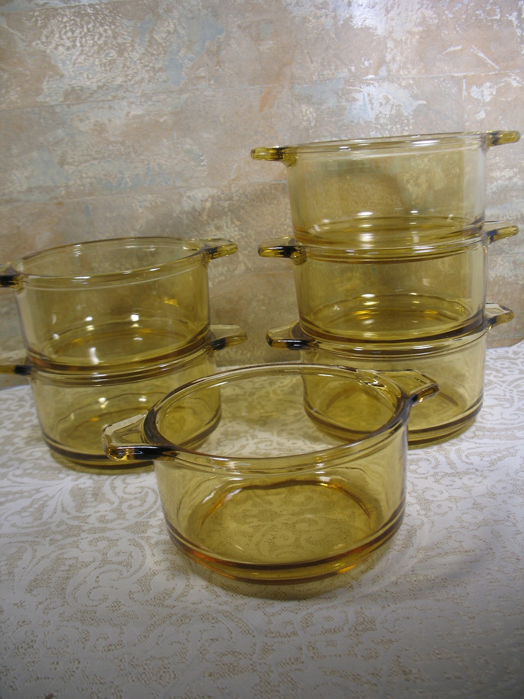 Pyrex Dynaware Vintage Set of 6 Dishes in Amber Color.mexican Etsy