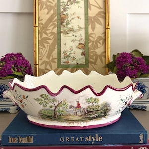 Antique French Faience,  Foot-bath planter, Jardiniere, Cachepot, Grandmillennial