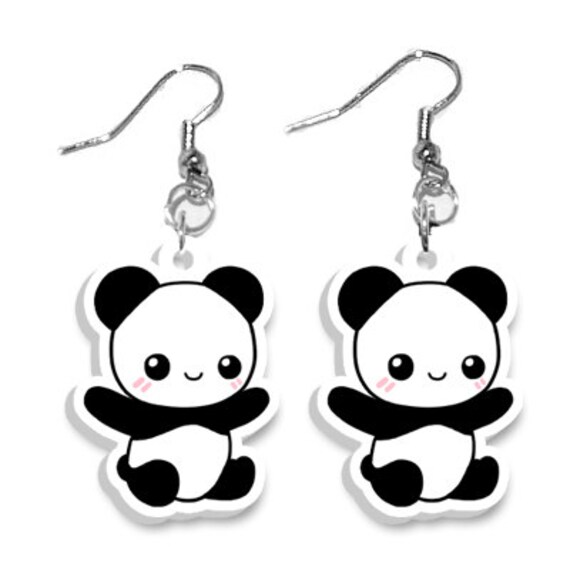 Cute Panda Anime Jewelry Tween Jewelry Kawaii Panda Panda Earrings Anime Earrings Animal Earrings Panda Jewelry Tween Girl Gifts