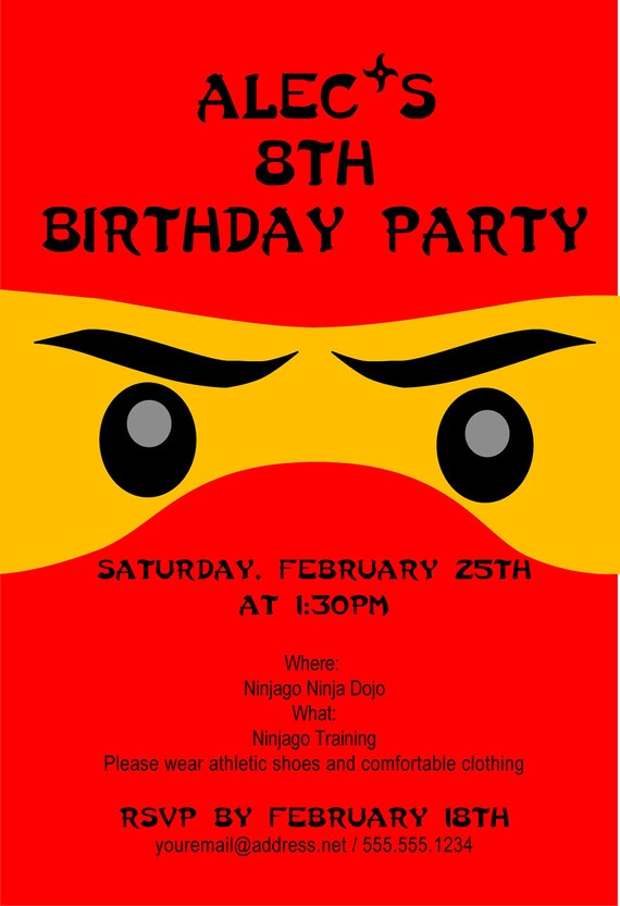 Ninjago Birthday Invitation Personalized Invitation | Etsy